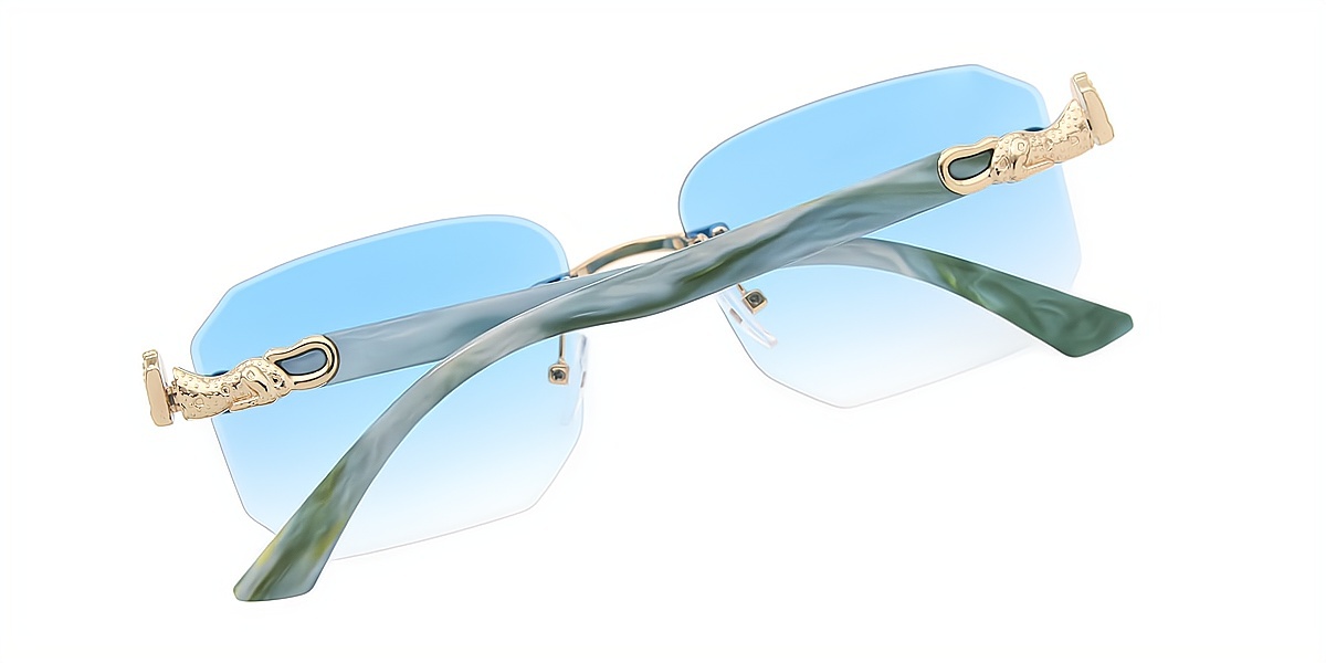 Blue Rectangle Simple Plastic Eyeglasses