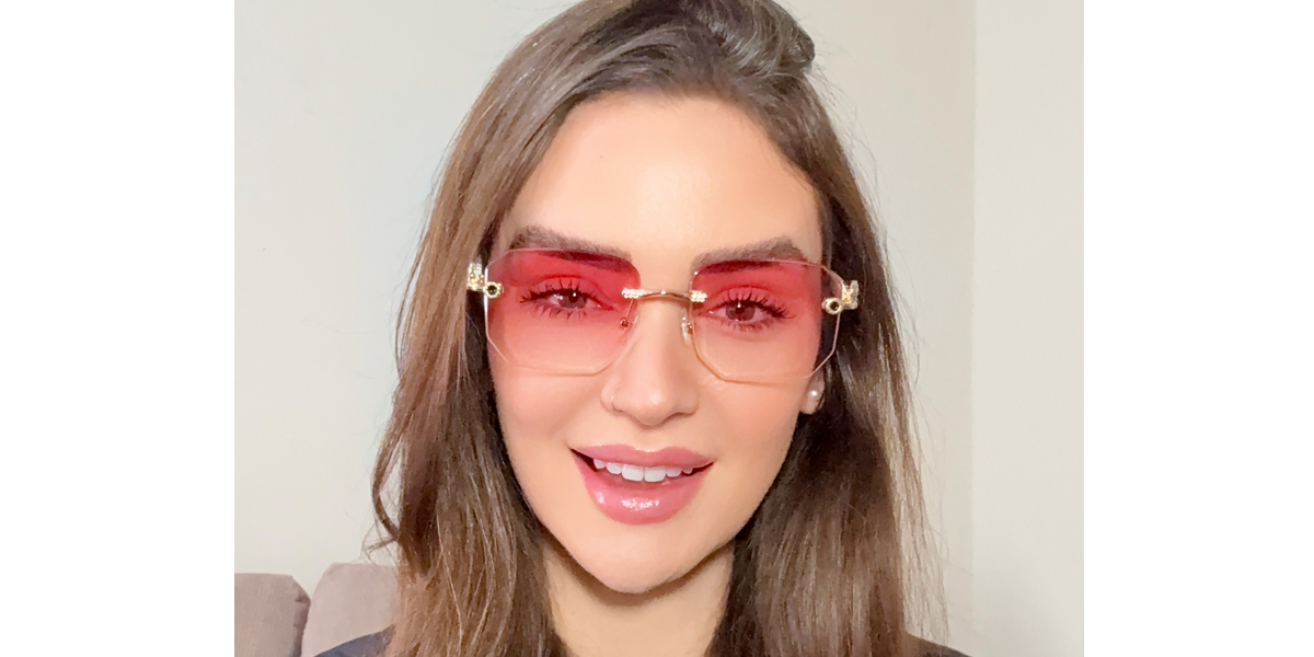 Pink Rectangle Simple Plastic Eyeglasses