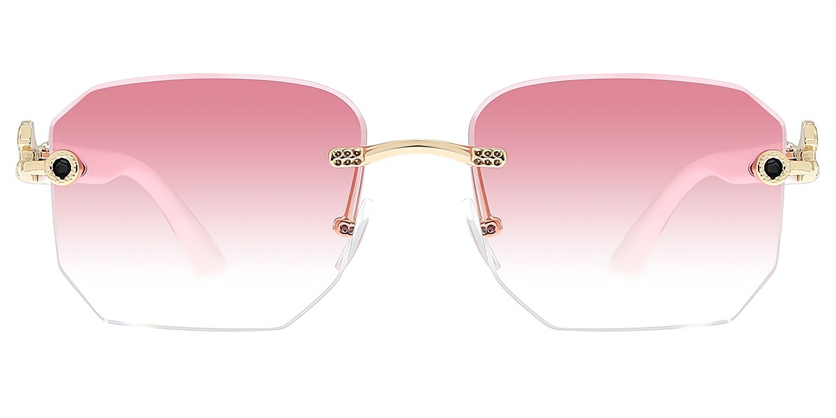 Pink Rectangle Simple Plastic Eyeglasses