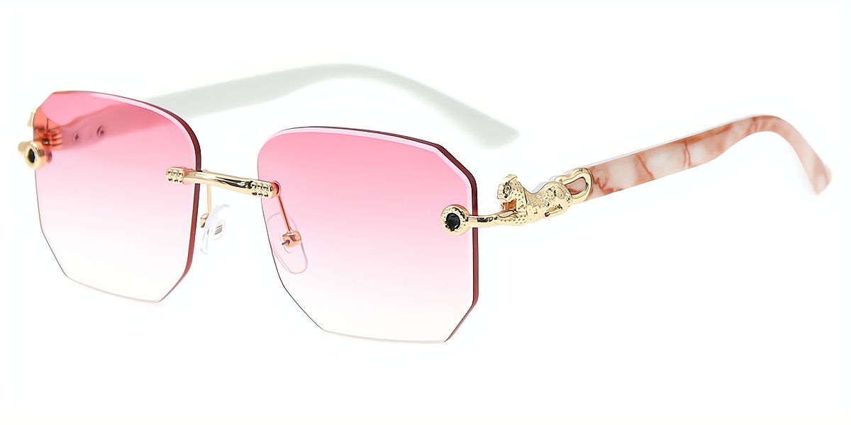 Pink Rectangle Simple Plastic Eyeglasses