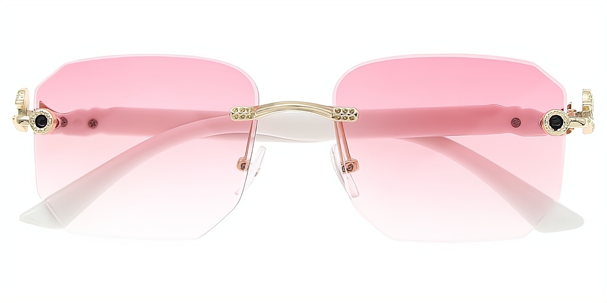 Pink Rectangle Simple Plastic Eyeglasses