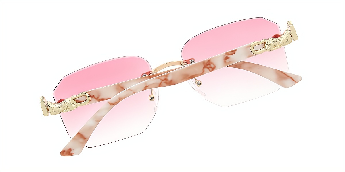 Pink Rectangle Simple Plastic Eyeglasses