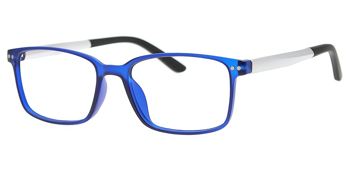 Blue Rectangle Simple Plastic Eyeglasses