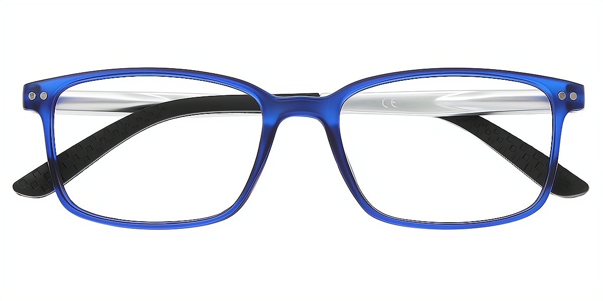 Blue Rectangle Simple Plastic Eyeglasses