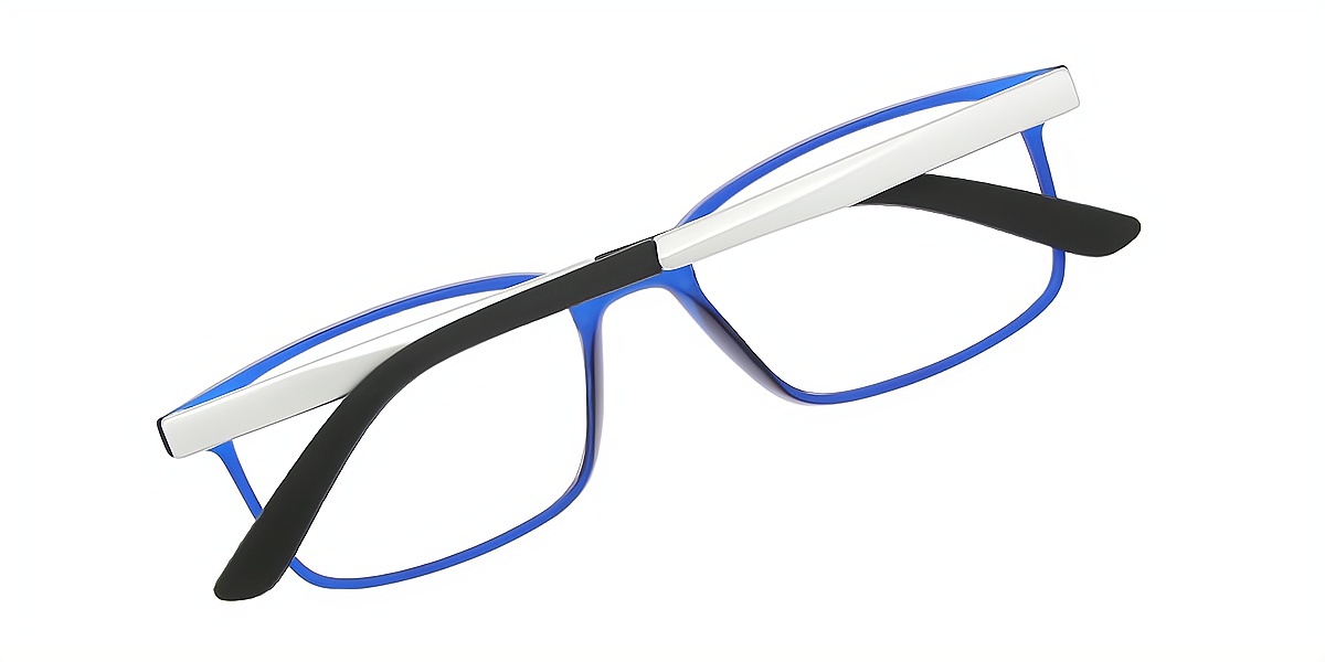 Blue Rectangle Simple Plastic Eyeglasses