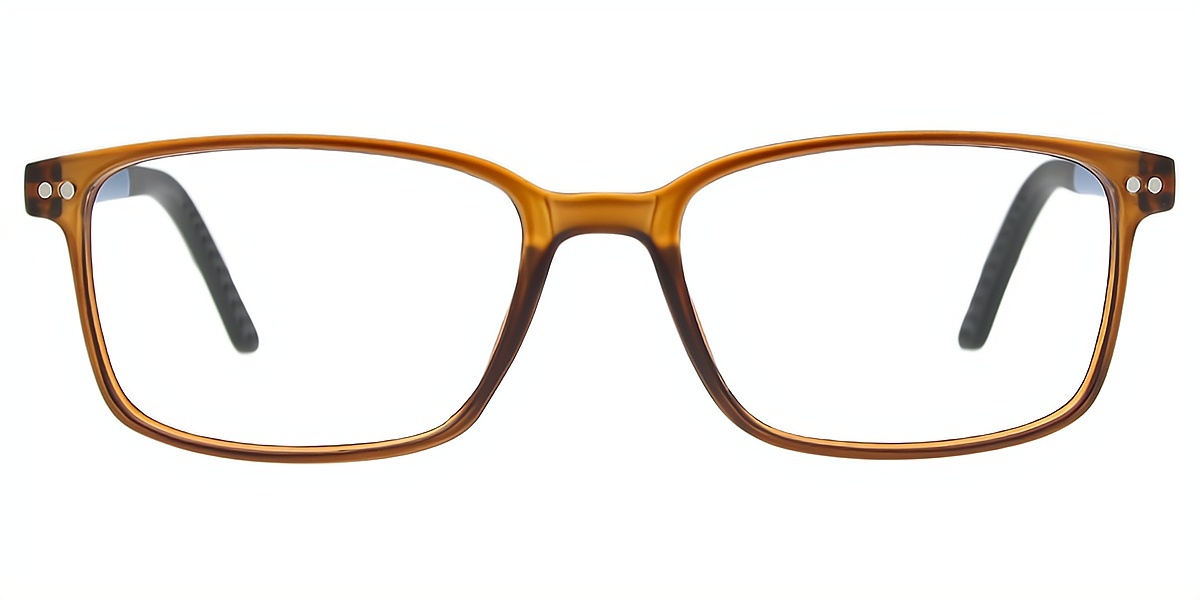 Brown Rectangle Simple Plastic Eyeglasses