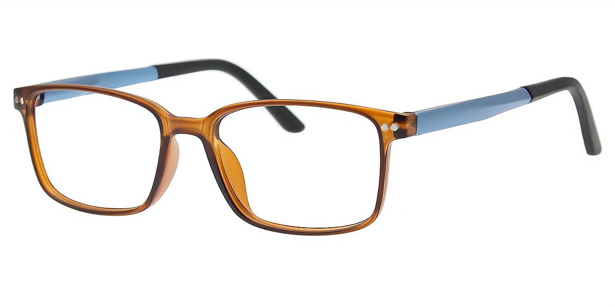 Brown Rectangle Simple Plastic Eyeglasses