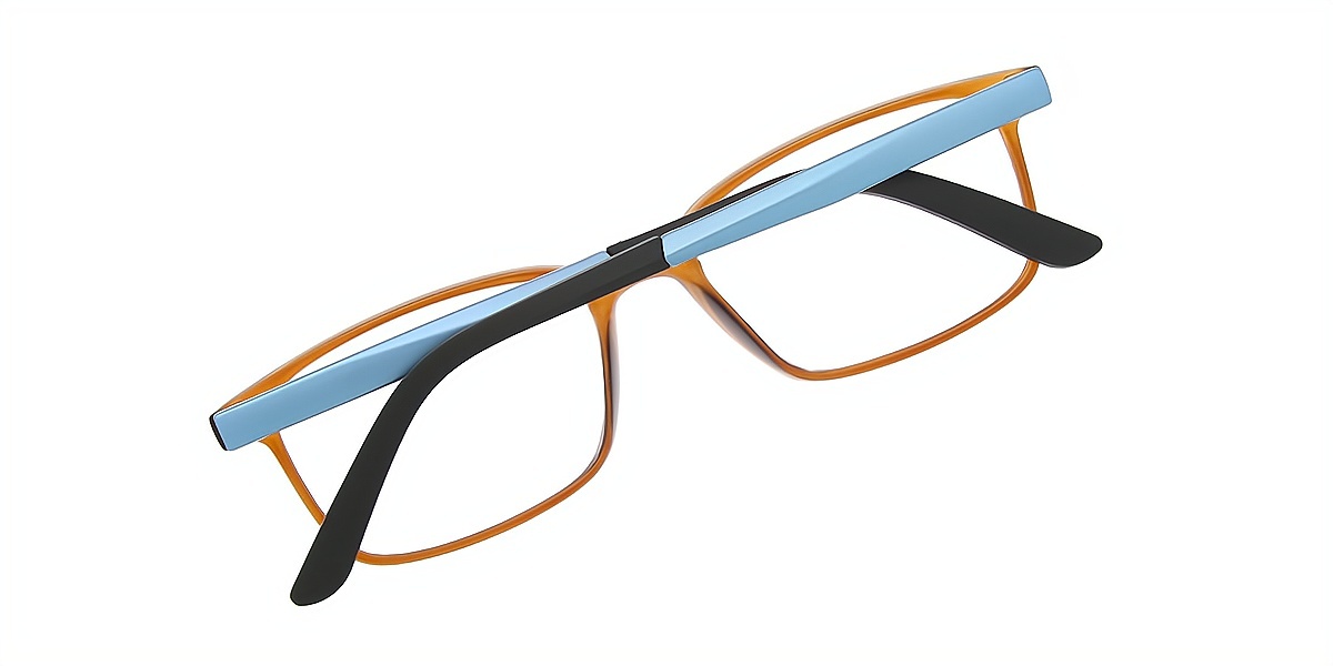 Brown Rectangle Simple Plastic Eyeglasses