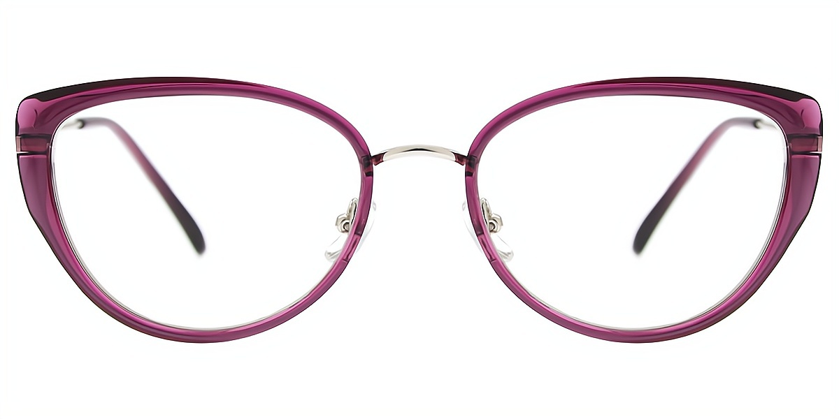 Purple Cat Eye Elaborate Mixed Materials Eyeglasses