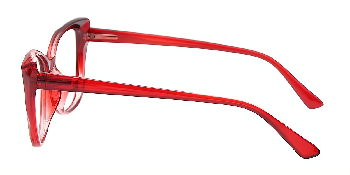 Red Cat Eye Unique Plastic Eyeglasses
