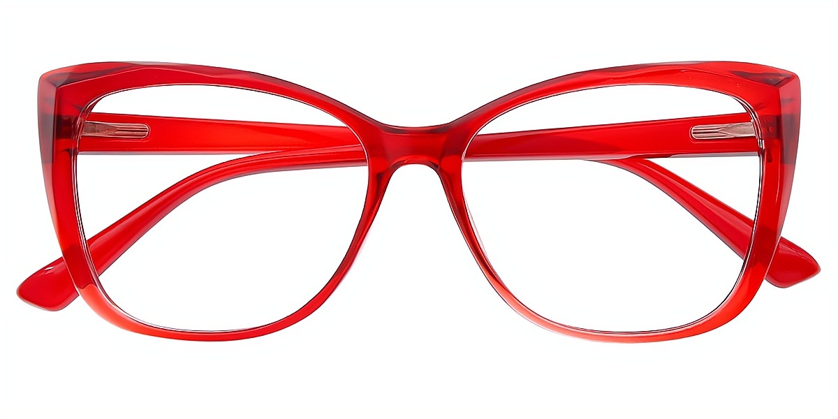 Red Cat Eye Unique Plastic Eyeglasses