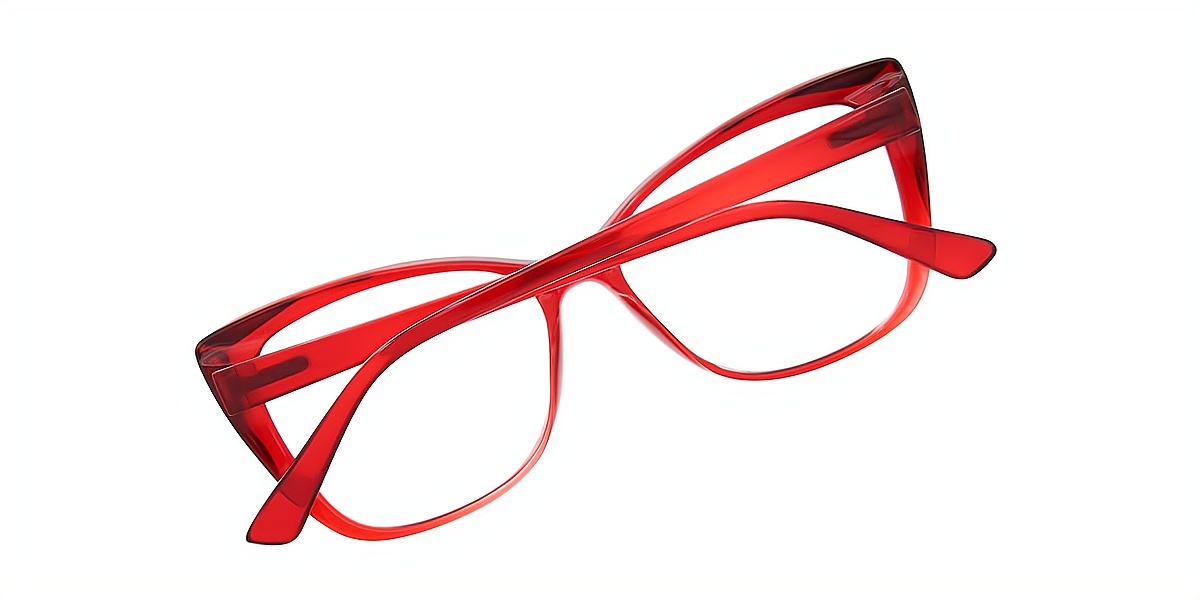 Red Cat Eye Unique Plastic Eyeglasses