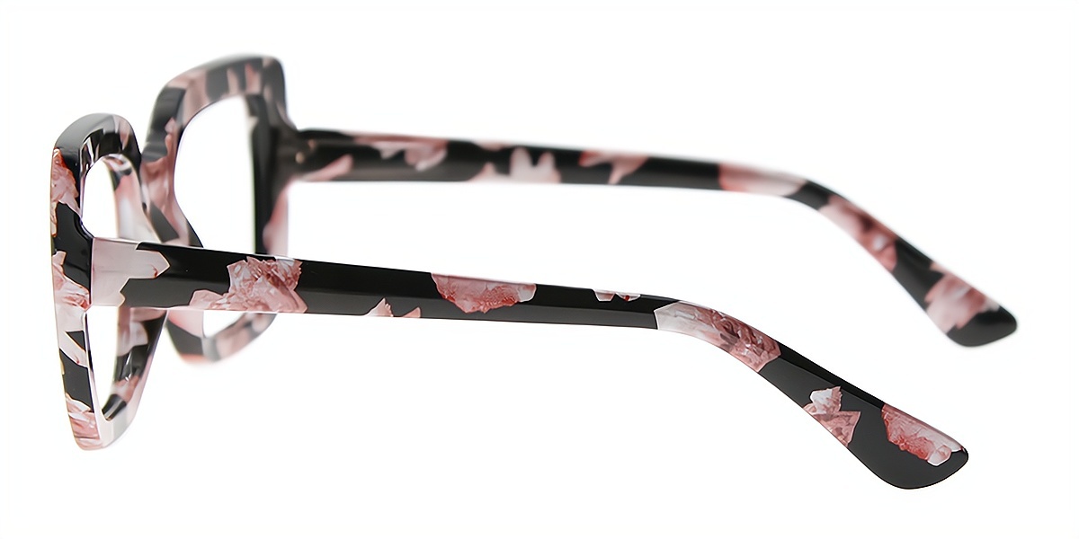 Floral Square Wide Plastic Eyeglasses