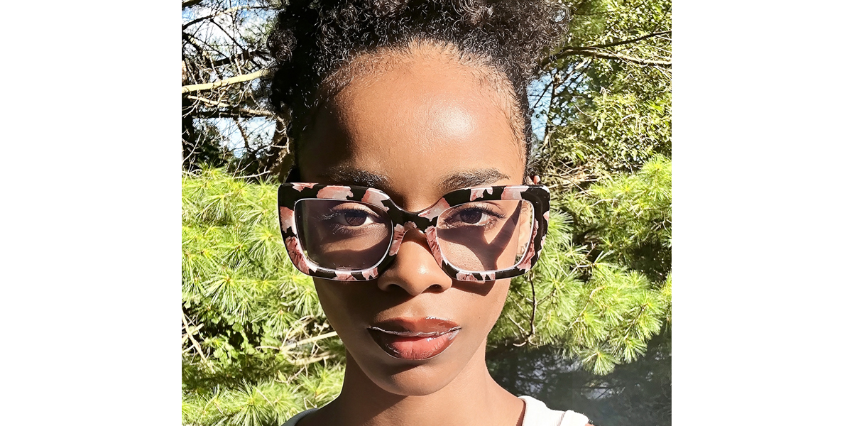Floral Square Wide Plastic Eyeglasses