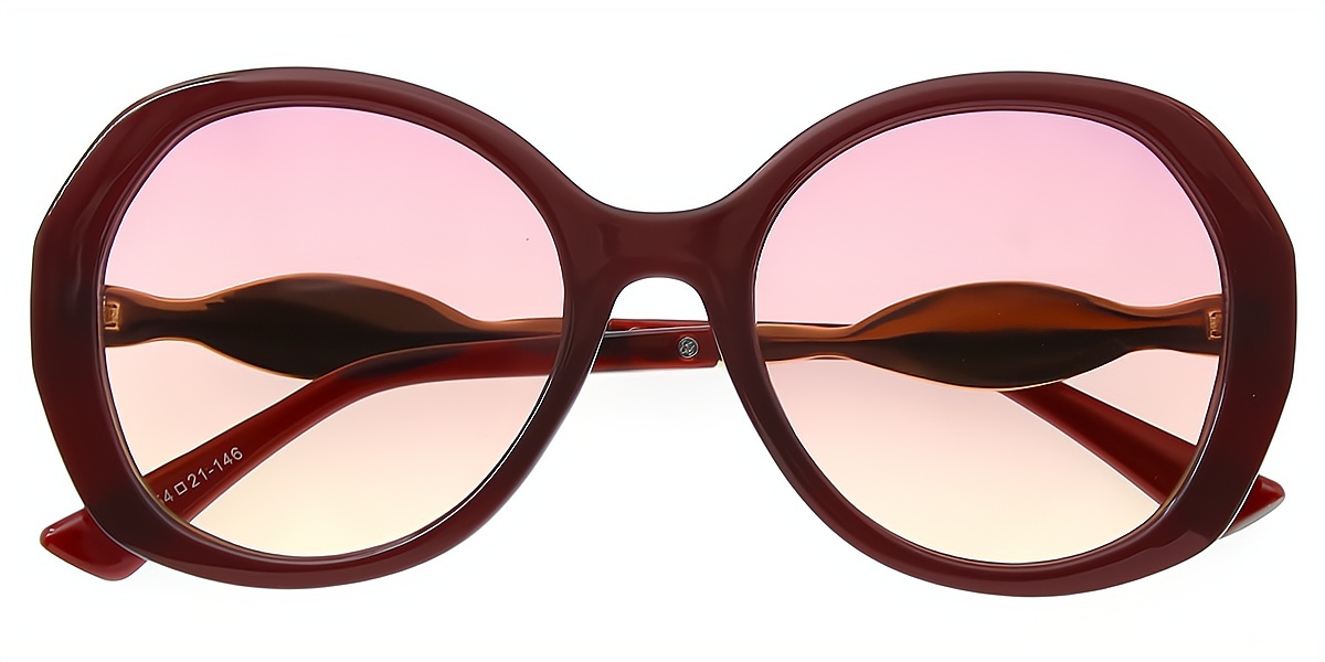 Red Round Hipster Plastic Eyeglasses