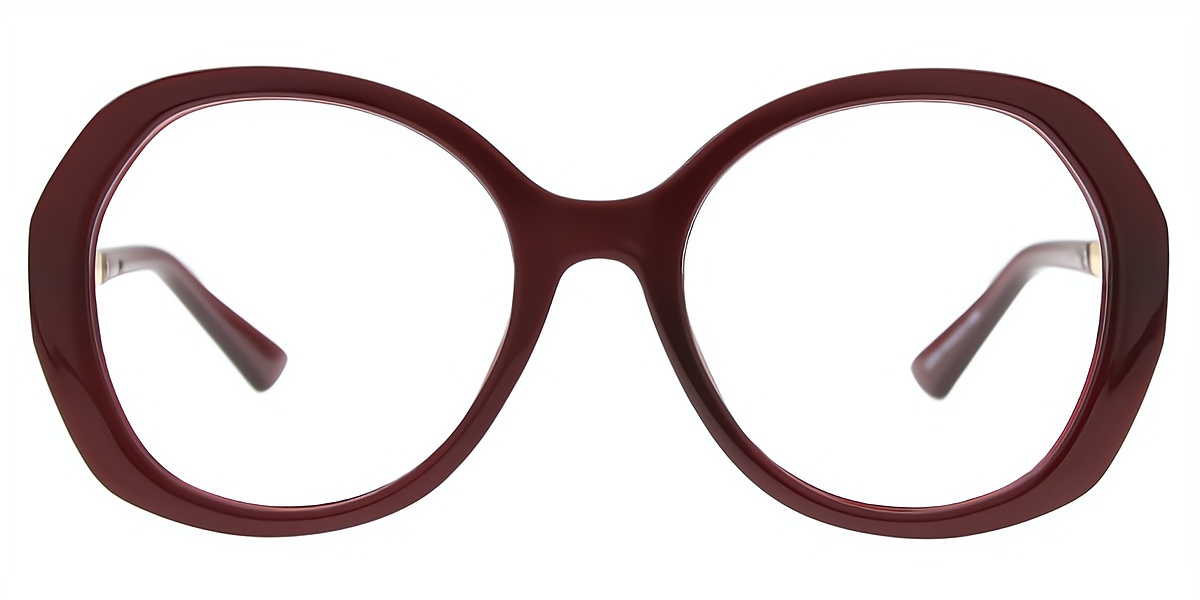 Red Round Hipster Plastic Eyeglasses