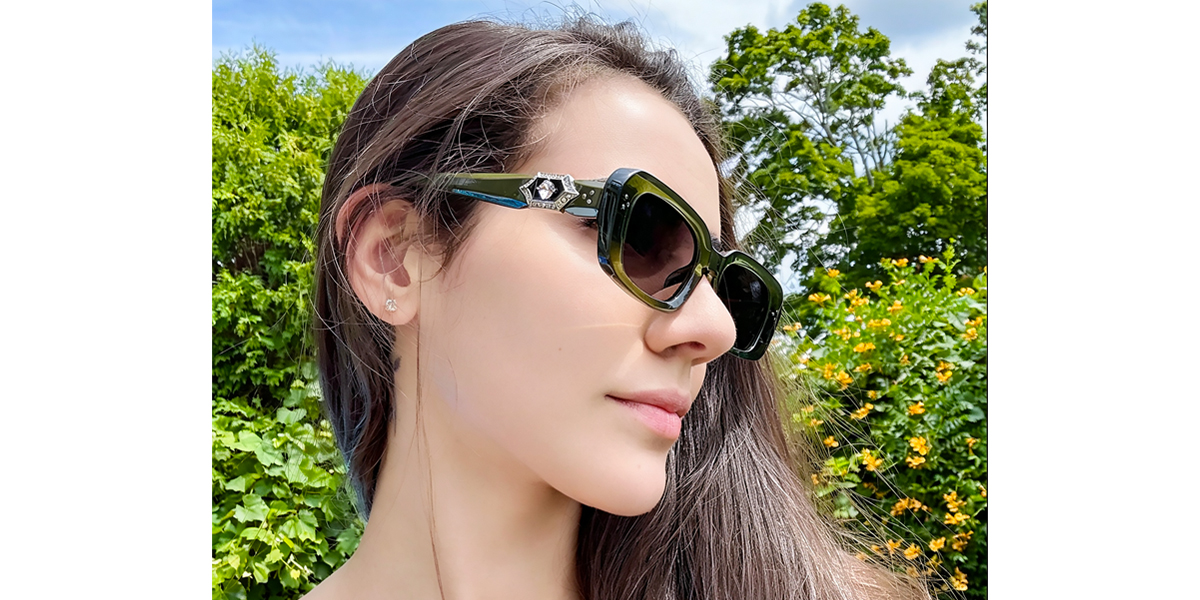 Green Rectangle TR90 Eyeglasses