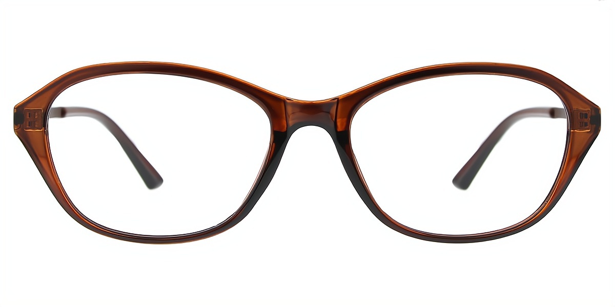 Brown Oval Unique Plastic Eyeglasses