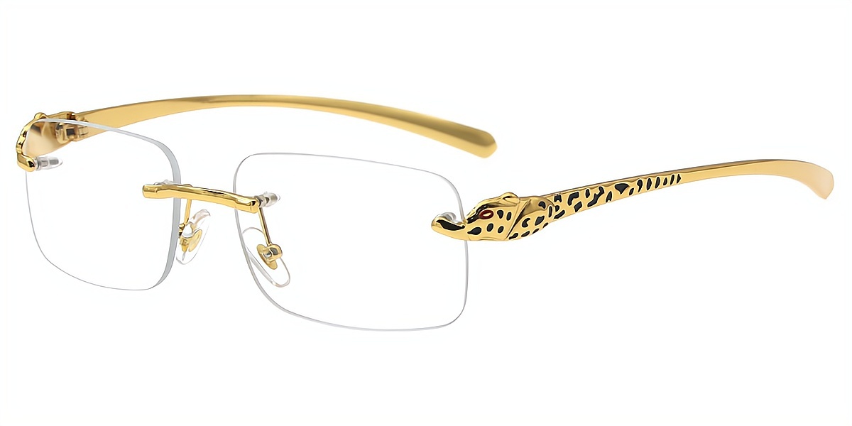 Golden Rectangle Elaborate Metal Eyeglasses