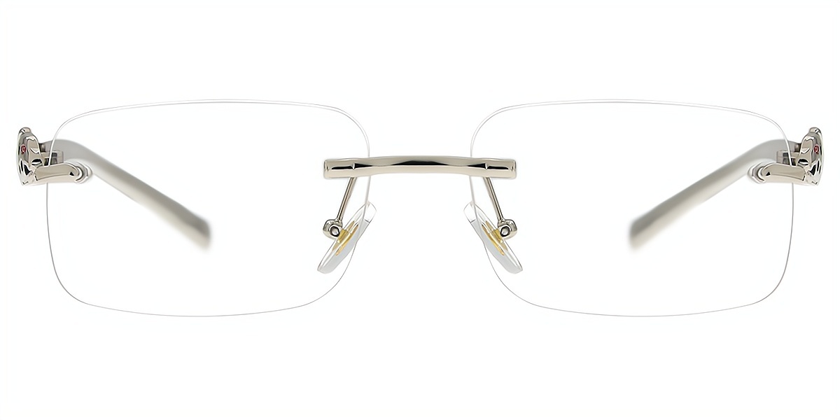 Silver Rectangle Elaborate Metal Eyeglasses