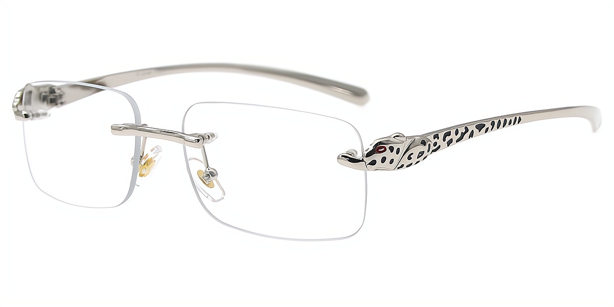 Silver Rectangle Elaborate Metal Eyeglasses