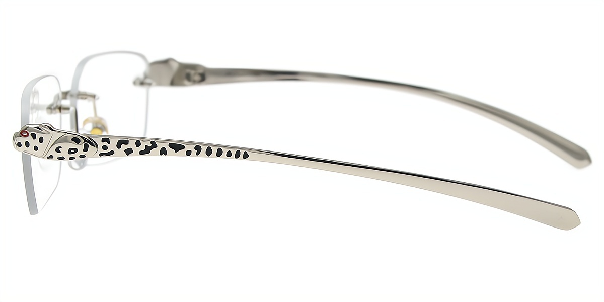 Silver Rectangle Elaborate Metal Eyeglasses