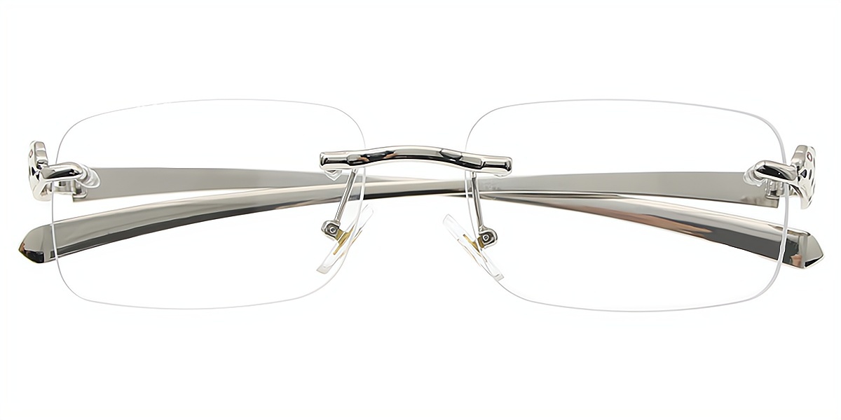 Silver Rectangle Elaborate Metal Eyeglasses