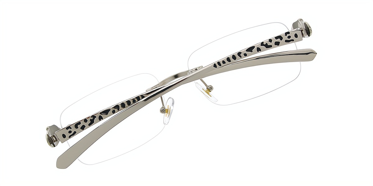 Silver Rectangle Elaborate Metal Eyeglasses
