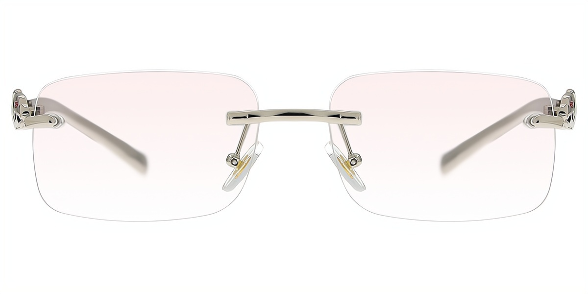 Silver Rectangle Elaborate Metal Eyeglasses