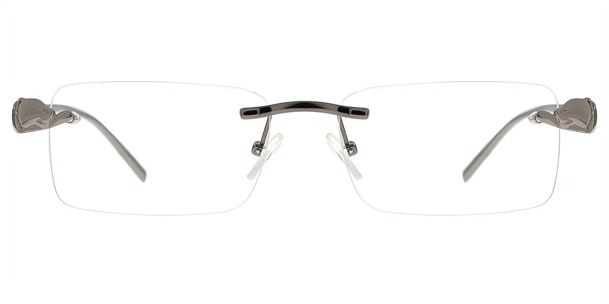 Gray Oval Simple Metal Eyeglasses