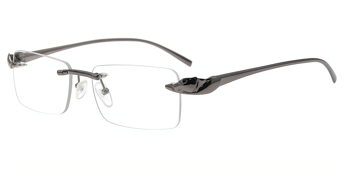Gray Oval Simple Metal Eyeglasses