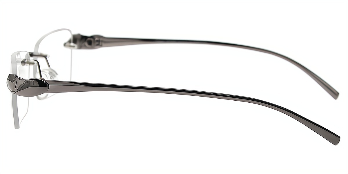 Gray Oval Simple Metal Eyeglasses