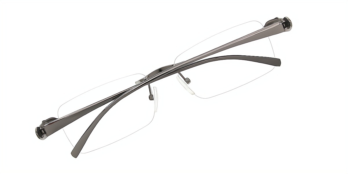 Gray Oval Simple Metal Eyeglasses