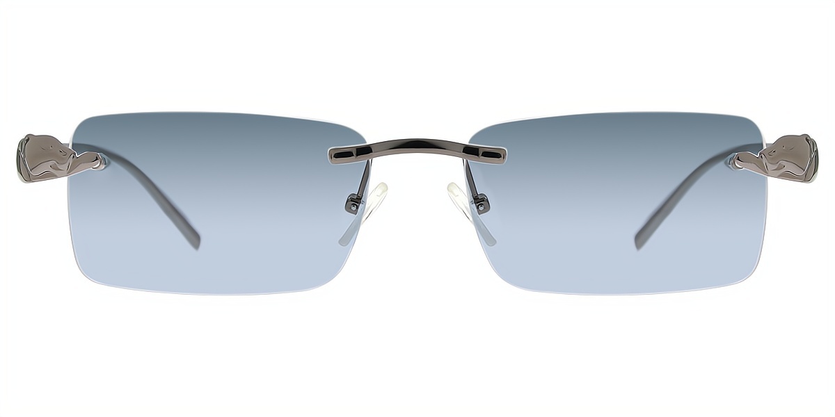Gray Oval Simple Metal Eyeglasses