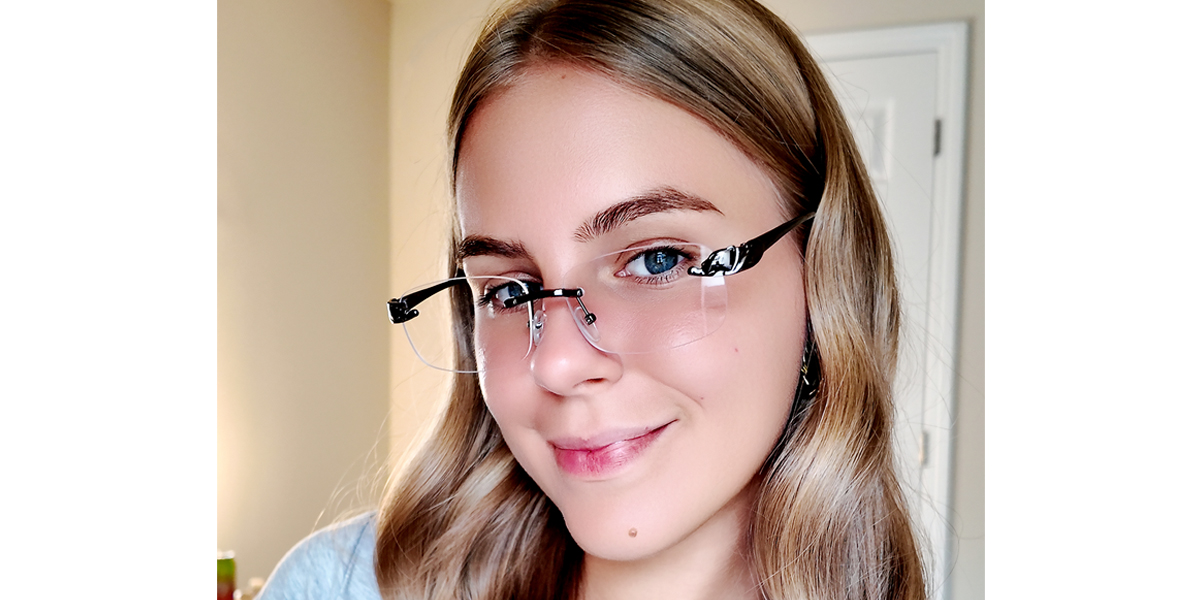 Gray Oval Simple Metal Eyeglasses