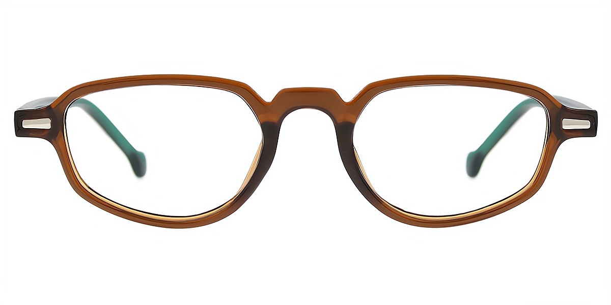 Brown Geometric Retro Plastic Eyeglasses