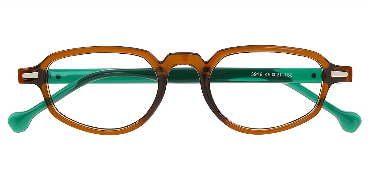 Brown Geometric Retro Plastic Eyeglasses