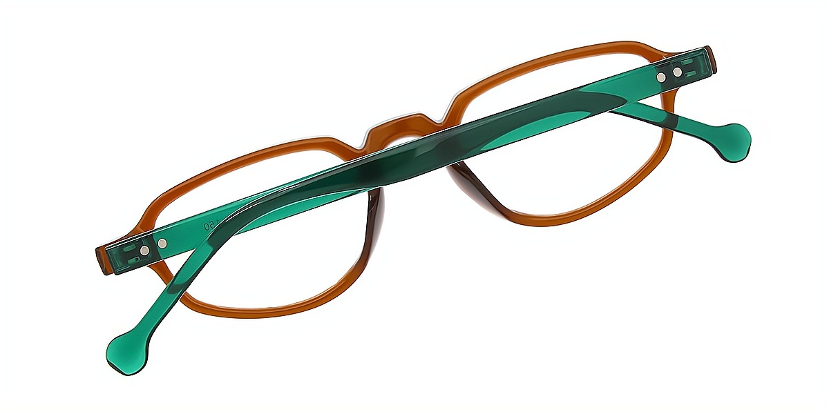 Brown Geometric Retro Plastic Eyeglasses