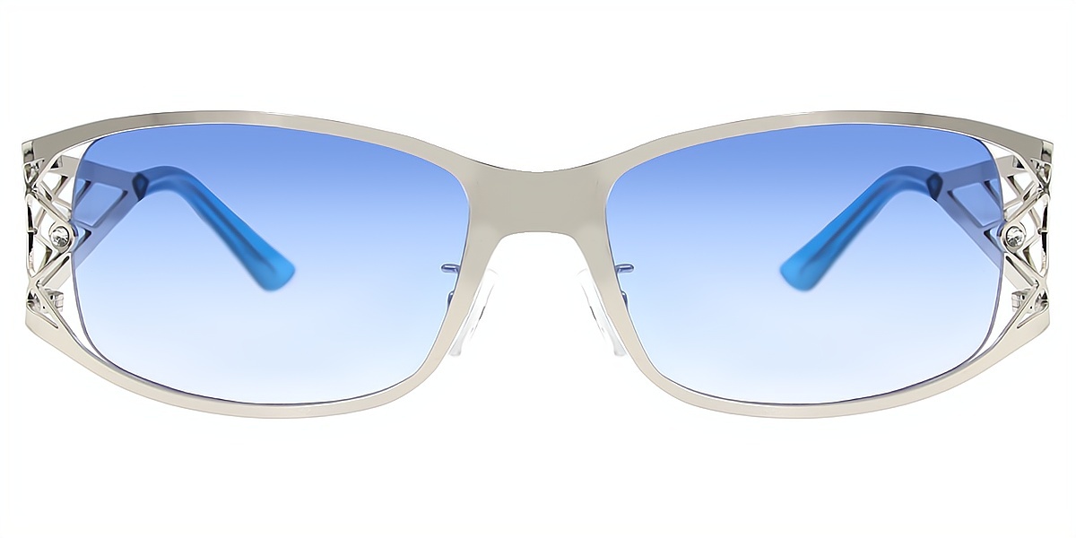 Silver Oval Ornate Metal Eyeglasses