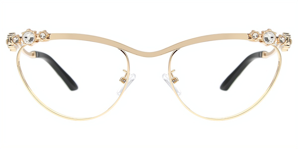 Golden Cat Eye Hipster Metal Eyeglasses