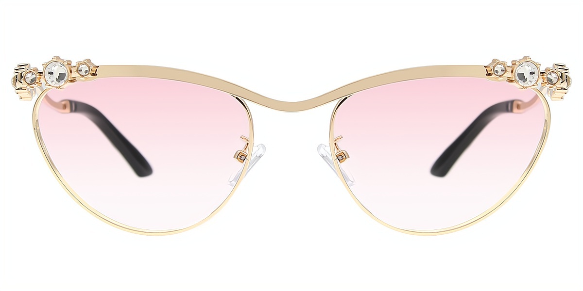 Golden Cat Eye Hipster Metal Eyeglasses