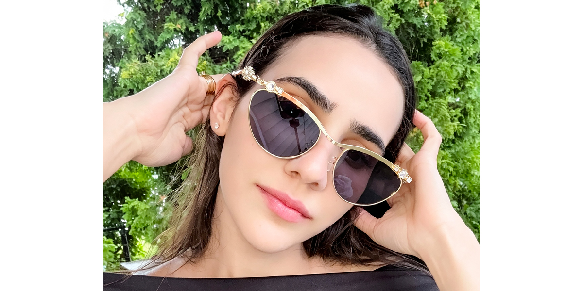 Golden Cat Eye Hipster Metal Eyeglasses