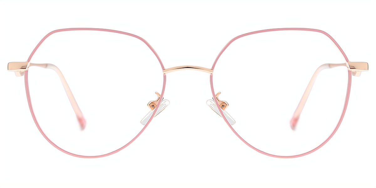 Pink Geometric Elegant Metal Eyeglasses