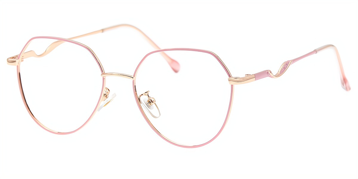 Pink Geometric Elegant Metal Eyeglasses