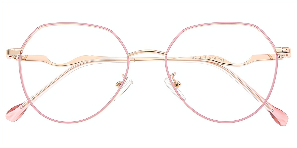 Pink Geometric Elegant Metal Eyeglasses