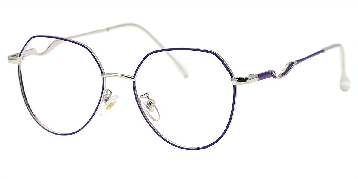 Purple Geometric Elegant Metal Eyeglasses