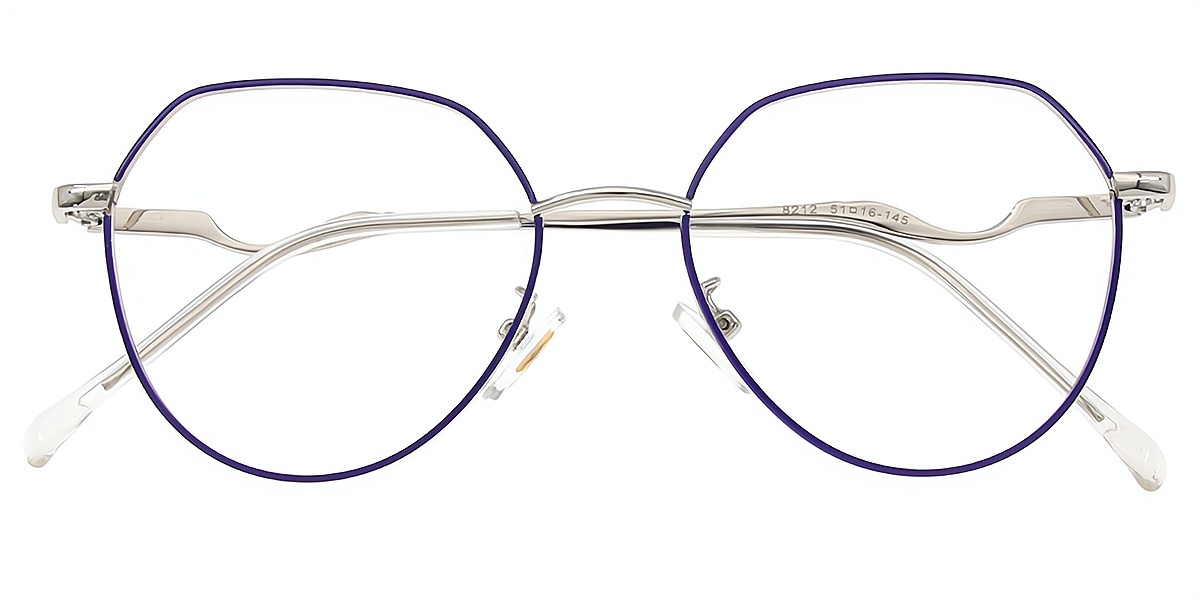 Purple Geometric Elegant Metal Eyeglasses