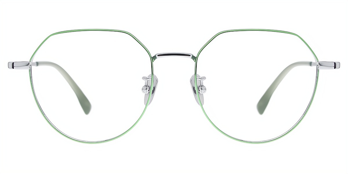 Green Geometric Elegant Titanium Eyeglasses