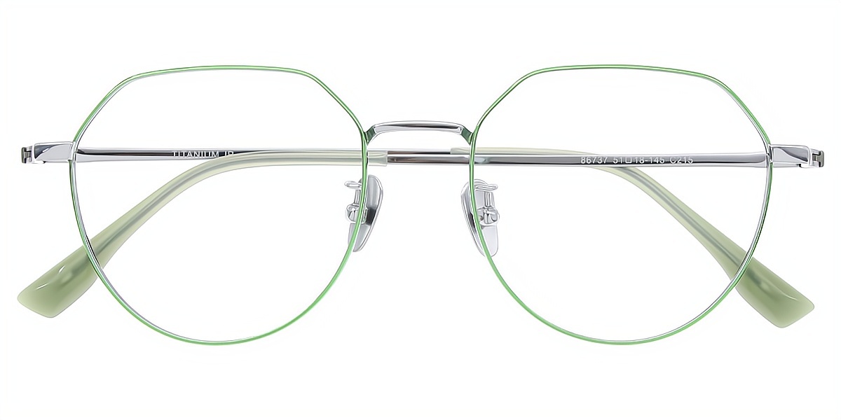 Green Geometric Elegant Titanium Eyeglasses