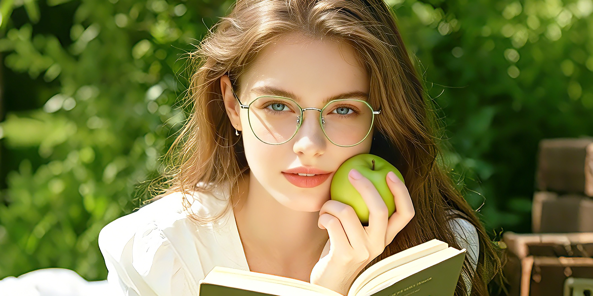 Green Geometric Elegant Titanium Eyeglasses